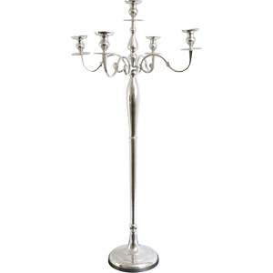Kerzenhalter Klassik Höhe 144cm aus poliertem Aluminium , 5 armig