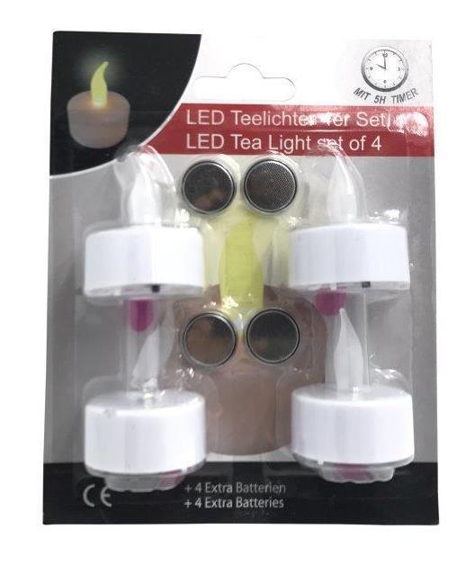 LED Teelichter 4er Blister - mit 5h Timer Funktion