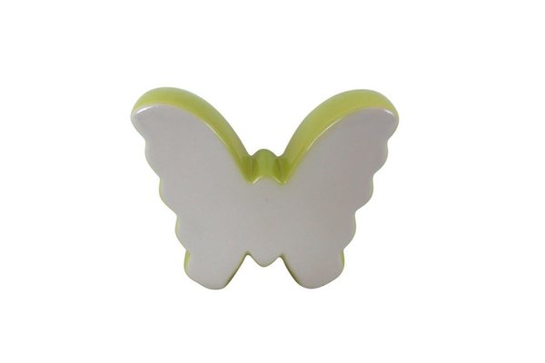 Schmetterling zum Stellen aus Keramik Farbe: weiss/grün  Höhe: 9.5cm