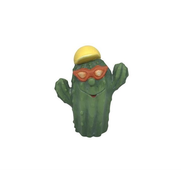 Kaktus aus Terracotta mit Hut und Sonnnebrille - H: 13.5cm