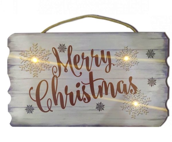 LED Bild aus Holz "Merry Christmas"  mit 3 LED  L:40cm B:2.4cm H:23cm
