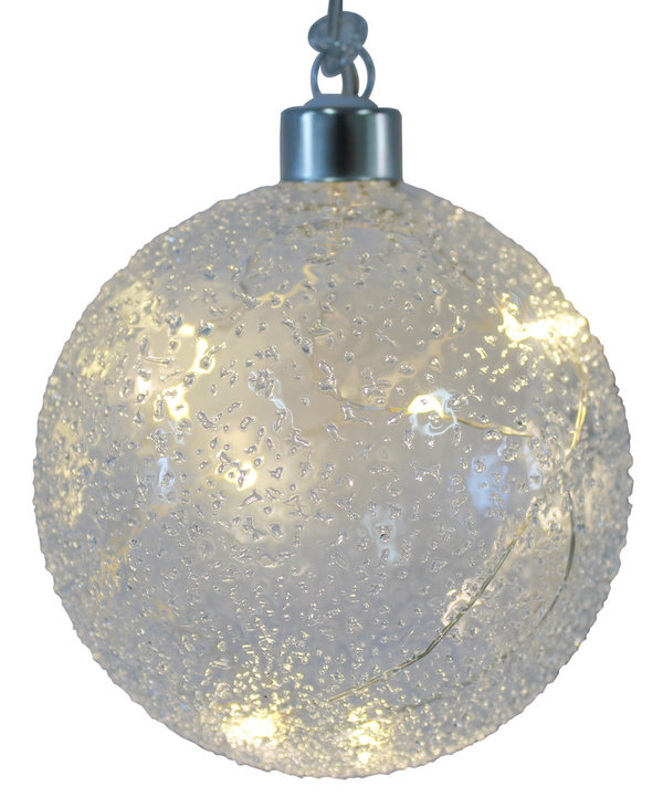 LED Glas Ball Ornament Frosty D: 10cm mit 10 LED