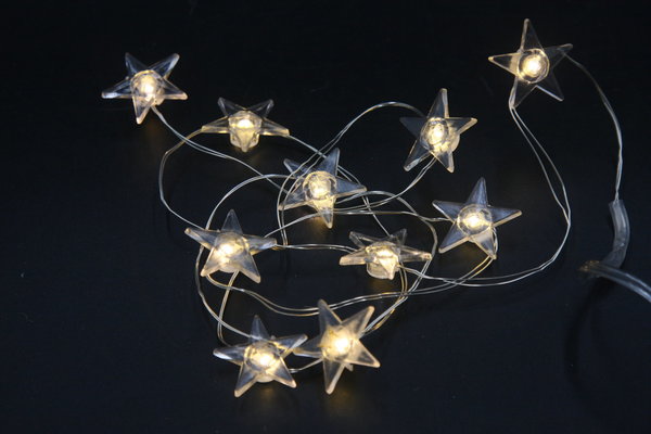 LED Micro-Lichterkette mit Sternen 20 LED  Länge: 190cm mit Timerfunktion