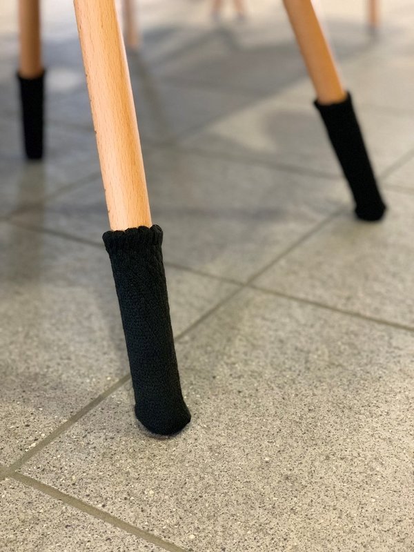 Stuhlsocken Uni schwarz für Möbel 4er Set
