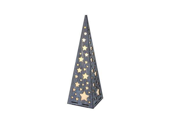 LED Holz Pyramide mit Sternen