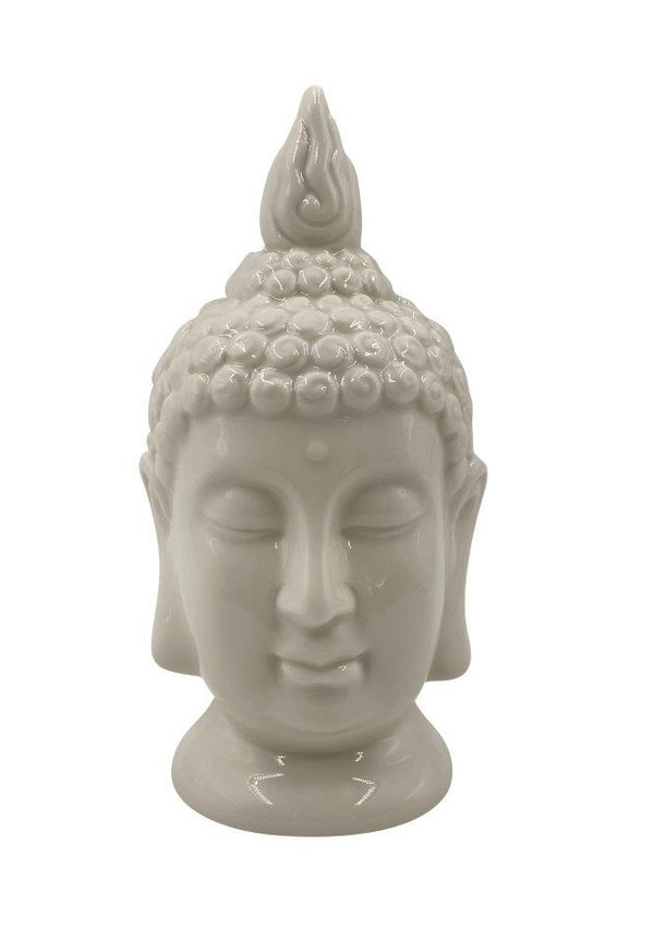 Buddha Kopf aus Porzellan Weiss H:17.7cm
