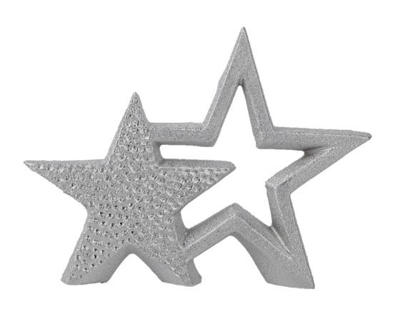 Stern Doppel Keramik Silber H:16cm
